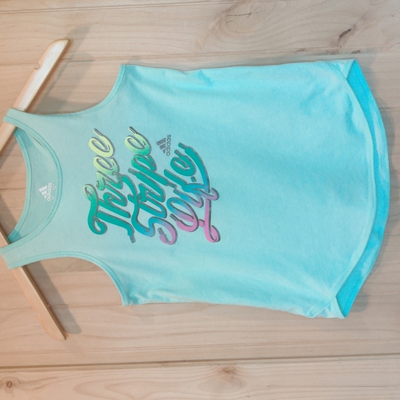 Adidas Blue "Three Strip Life" Tank Top